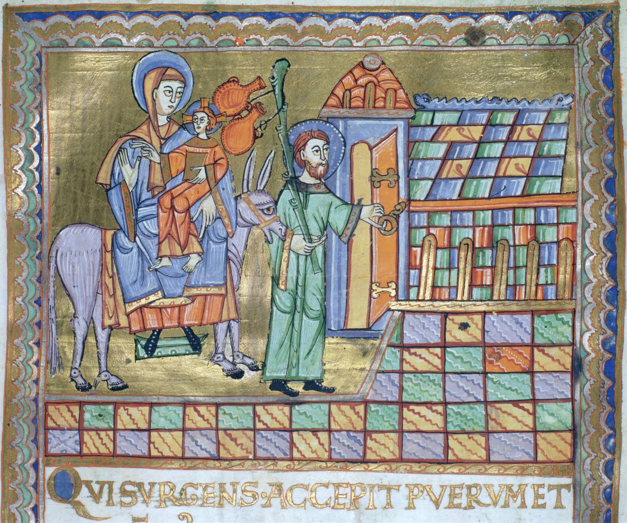 rouva Czart. 1207 IV, fol.6r Lento Egyptiin, Plockin katedraalin Evangeliariumista, n. 1075 tekijältä German School