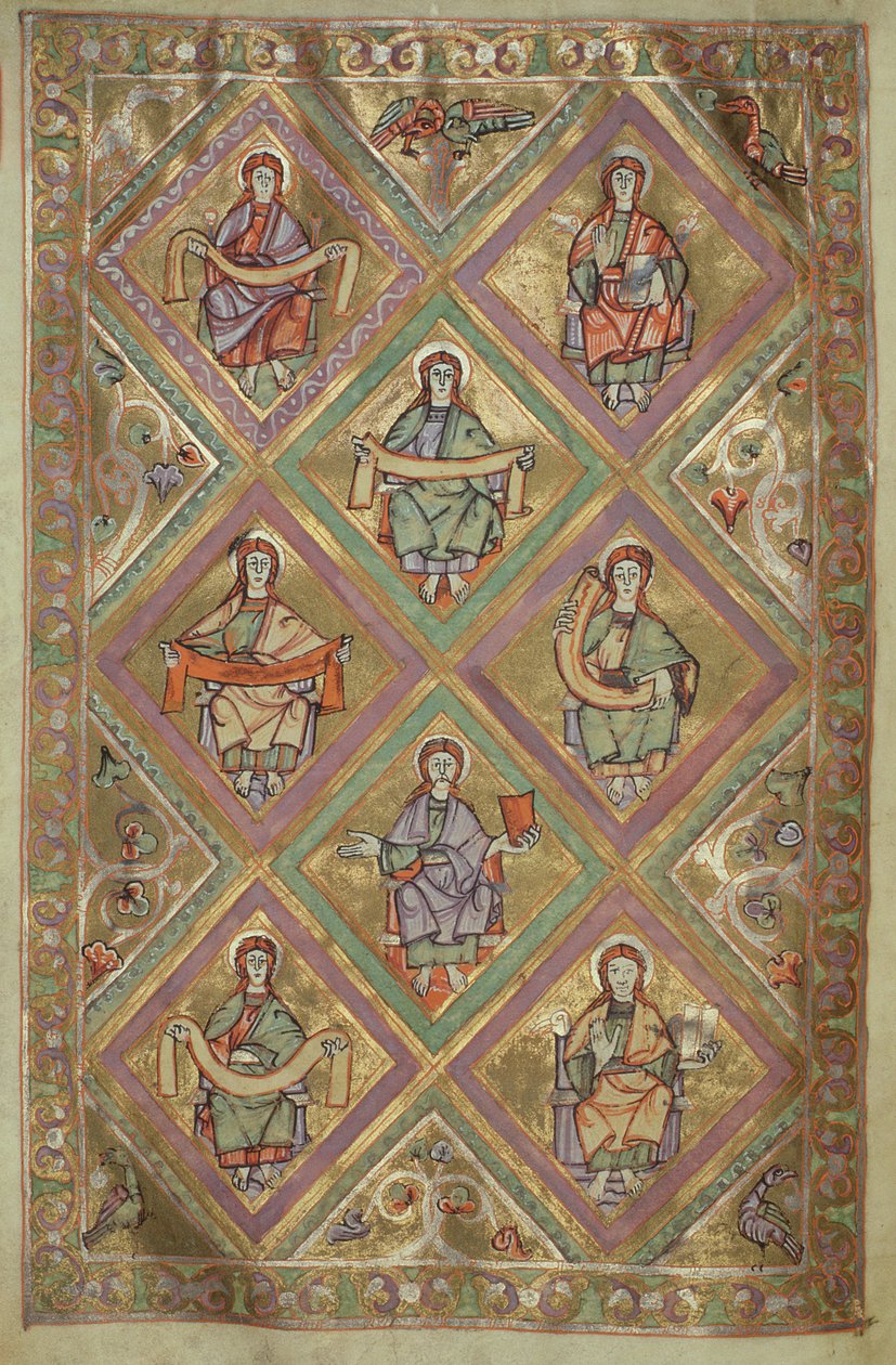 rouva Czart. 1207 IV, fol.9v Kristuksen elämä Pyhän Matteuksen mukaan, The Evangeliarium of the Cathedral of Plock n. 1075 tekijältä German School