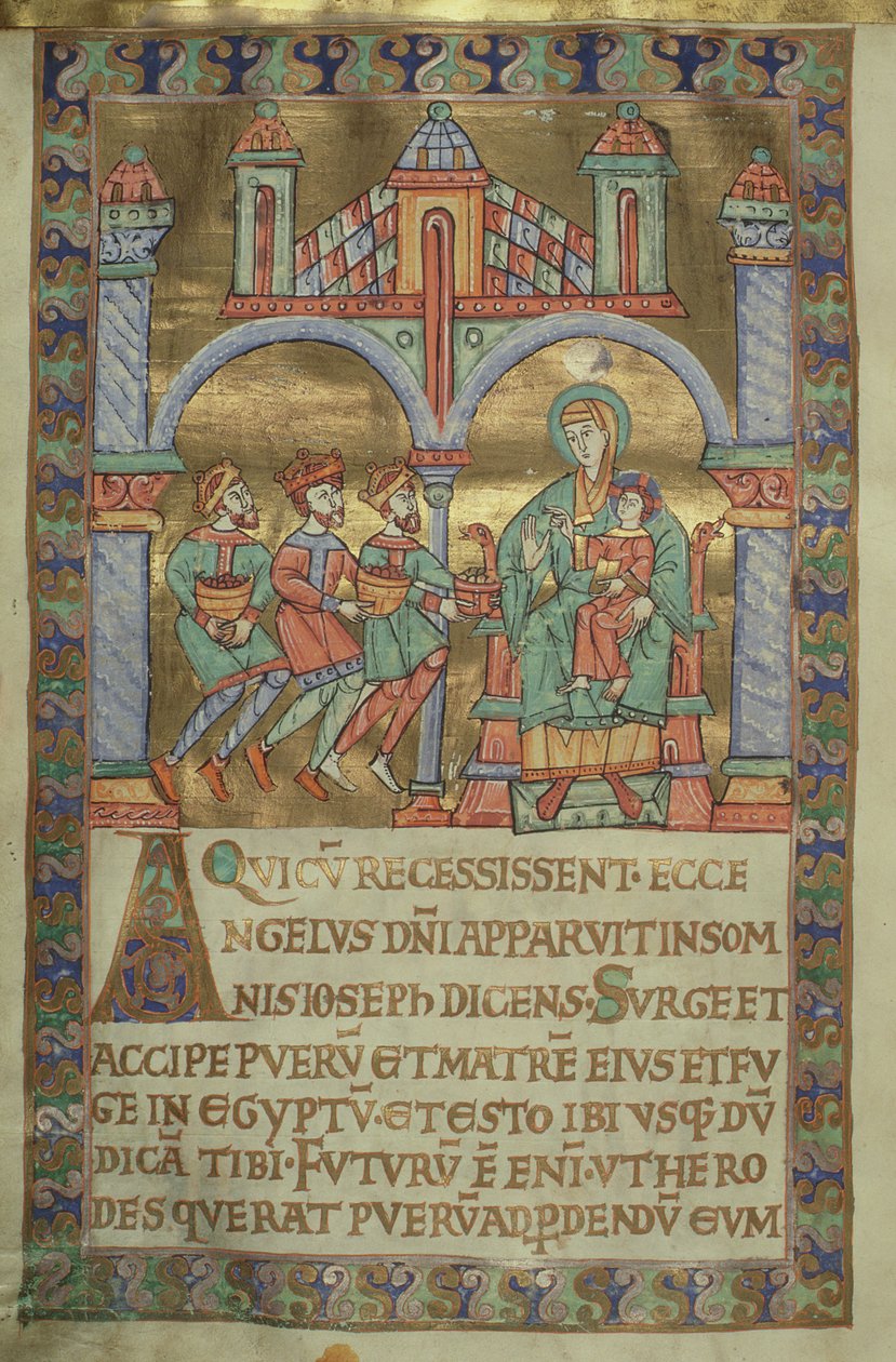 rouva Czart. 1207, IV, fol.V v. Adoration of the Magi, The Evangeliarium of Plock Cathedral, n. 1075 tekijältä German School
