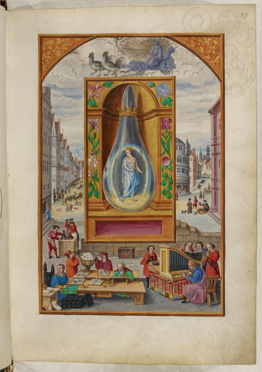 Ms Harley 3469, f.27 Una reina en un matràs, el quart tractat, de 