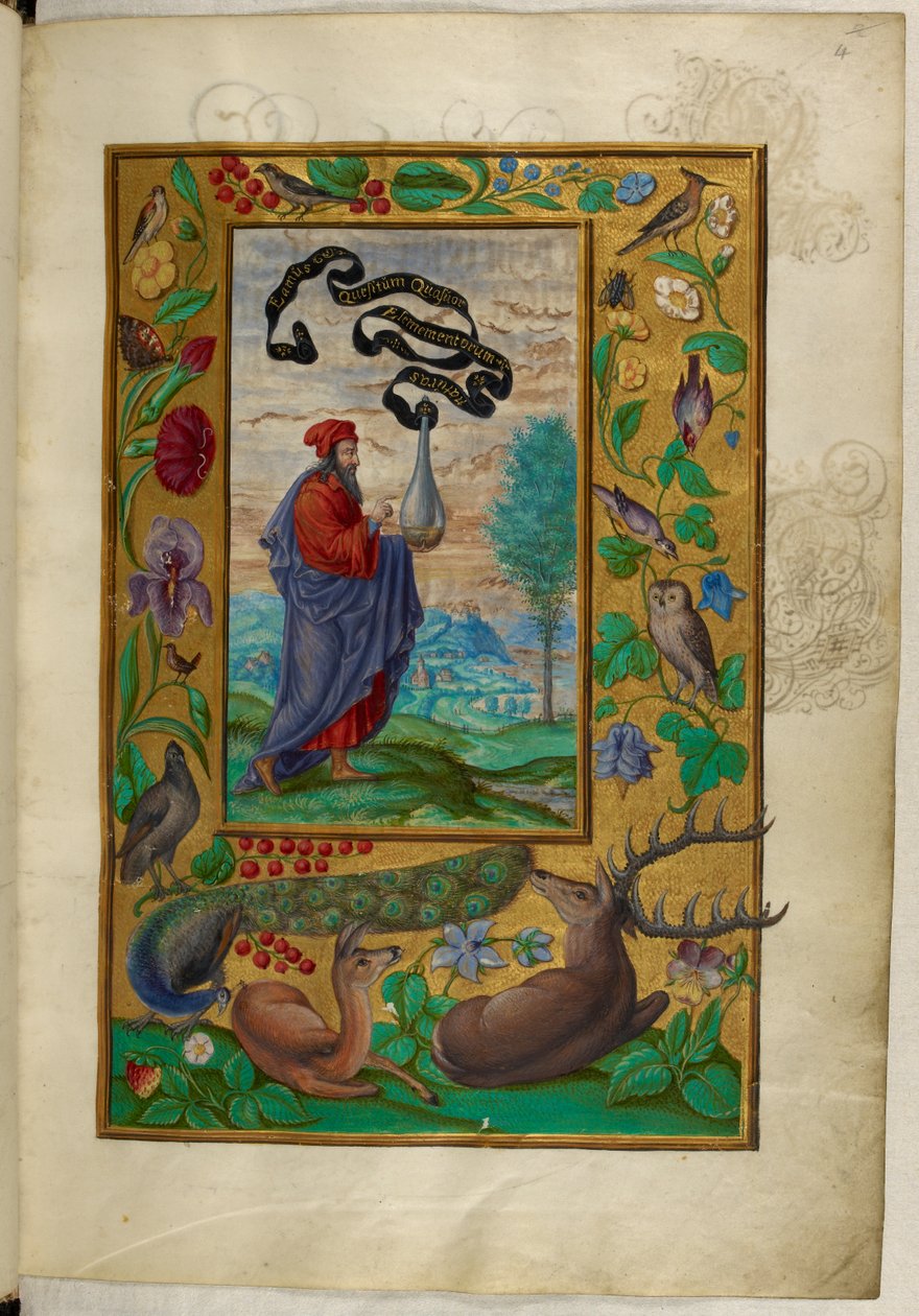 Ms Harley 3469, f.2 Filosofi pullon kanssa, ensimmäinen traktaatti, Salomon Trismosinin Splendor Solisista tekijältä German School