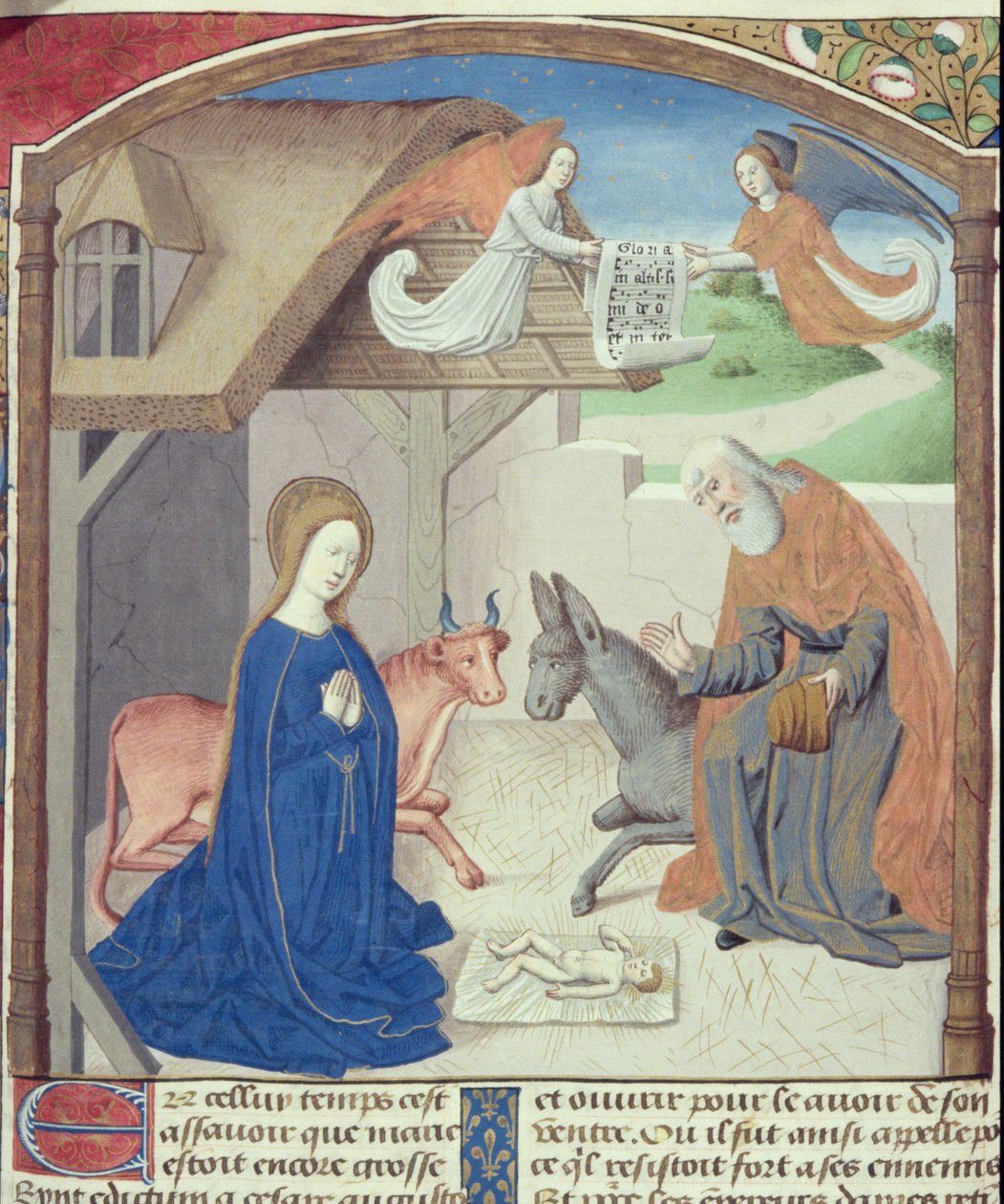 Ms Hunter 36 f.55v Holy Family, Vita Christi, Ludolf of Saxony, n. 1300-7778 tekijältä German School