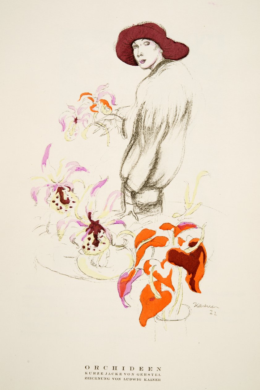 Orchideen, lyhyt takki, Gerstel, Styl, pub.1922 (pochoir print) tekijältä German School