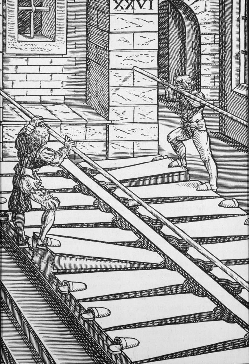 Urkupalkeet ja -puhaltimet Halberstadtin katedraalissa, "Praetorius Syntagma Musicum", pub. vuonna 1619 (kaiverrus) tekijältä German School