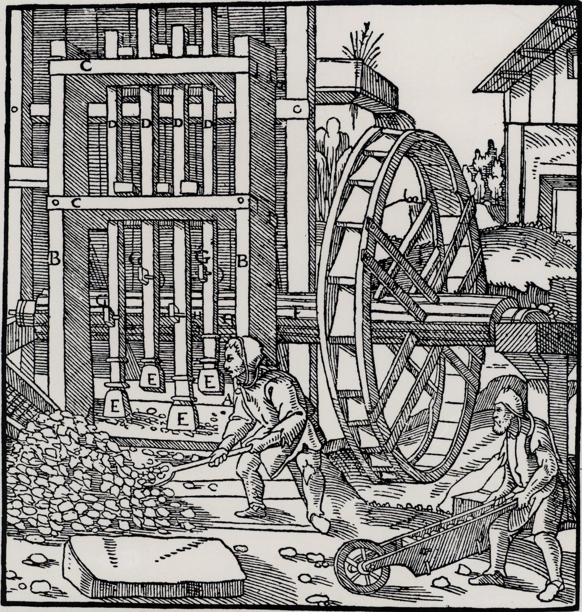 Overshot Water Wheel, Georgius Agricolan teoksesta 