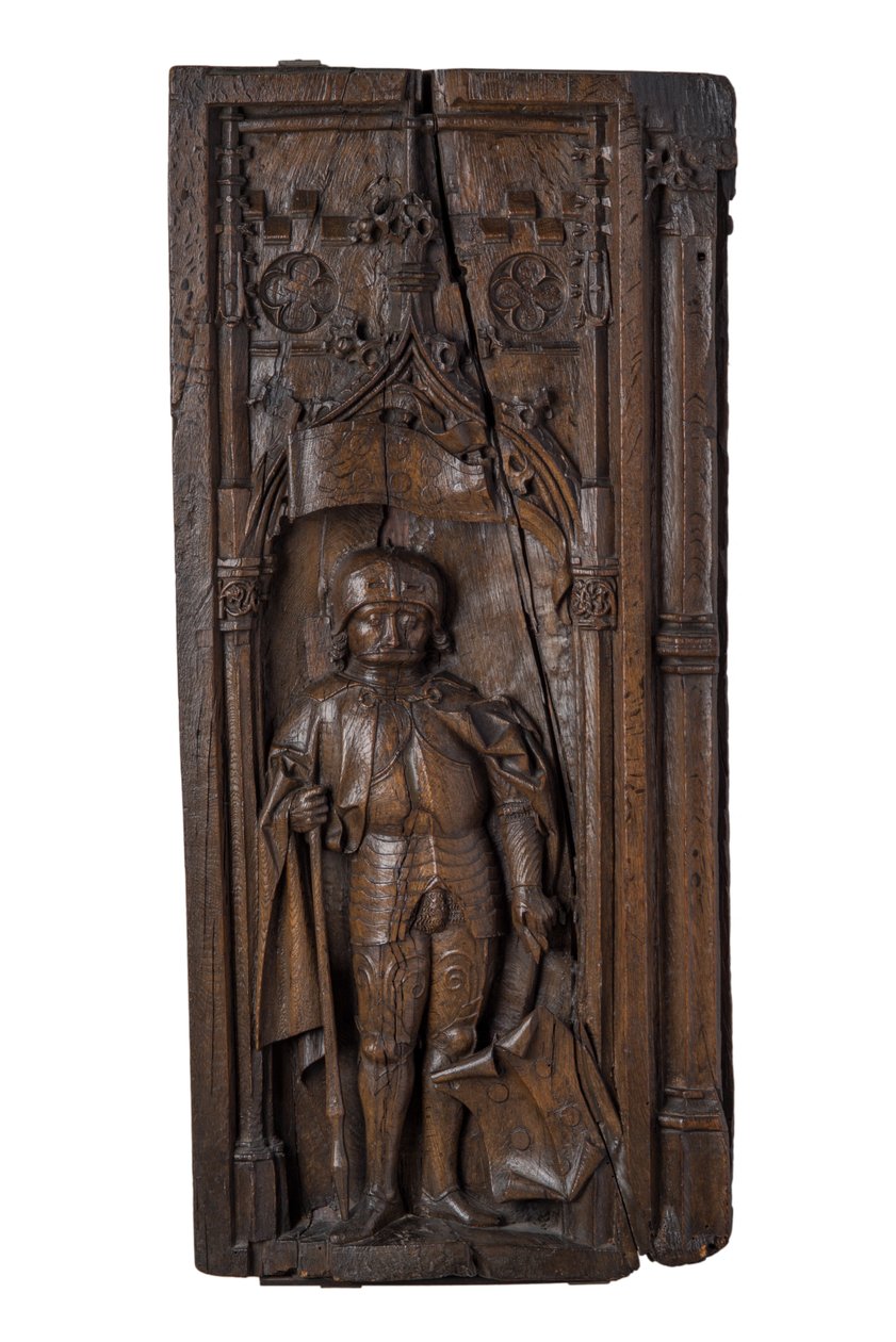Neussin pyhää Quirinusta esittävä patalappu, n. 1485-1515 (tammi). tekijältä German School