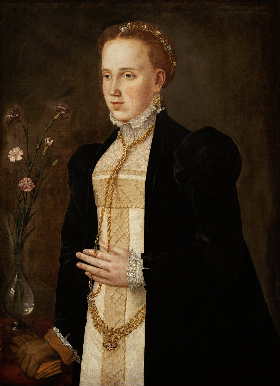 Filippiiniläinen Welser (Tirolin tai Habsburgin Ferdinand II:n vaimo) - Filippiiniläisen Welserin (1527-1580) muotokuva, eteläsaksalaisen mestarin (1500-luku). Öljy kankaalle, n. 1557. Art History Museum, Wien tekijältä German School