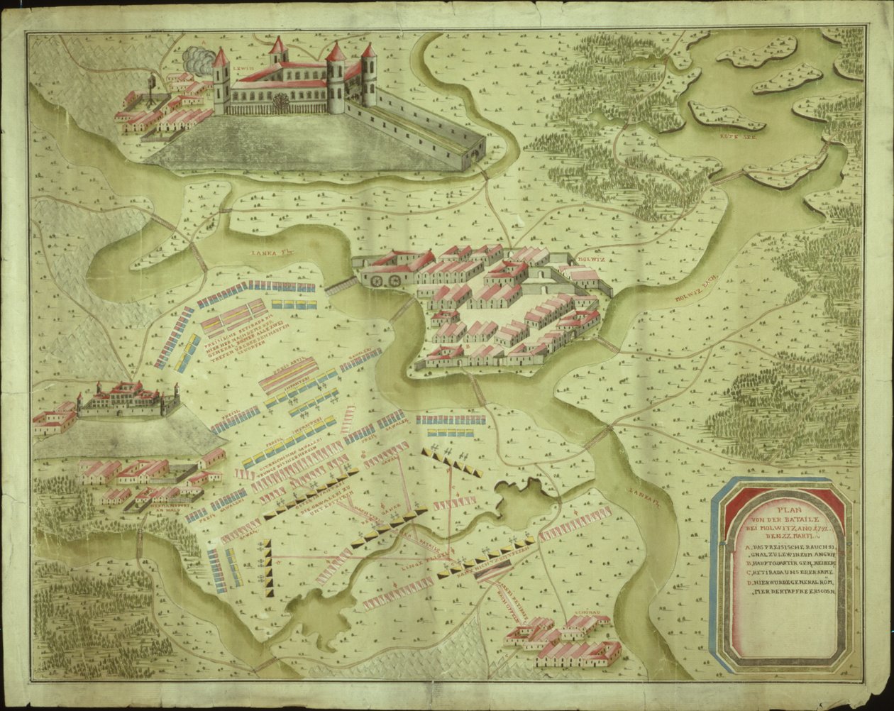 Mollwitzin taistelun suunnitelma 10. huhtikuuta 1741 tekijältä German School