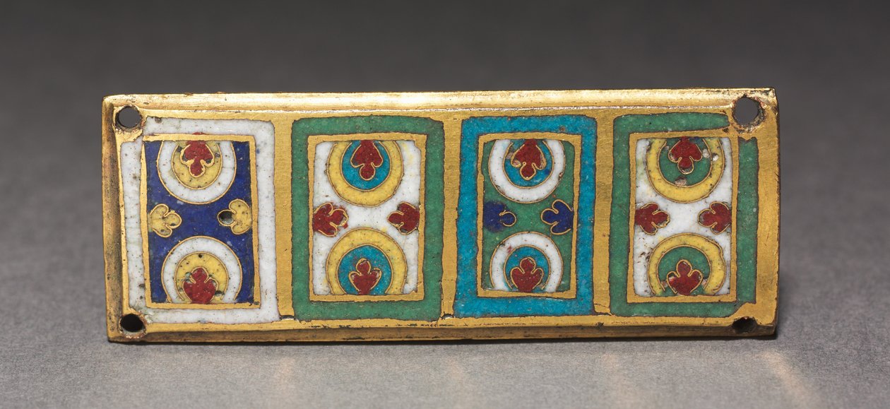 Muistolaatta pyhäinjäännöksestä, n. 1170 (kullattu kupari, champlevé & cloisonné emali) tekijältä German School