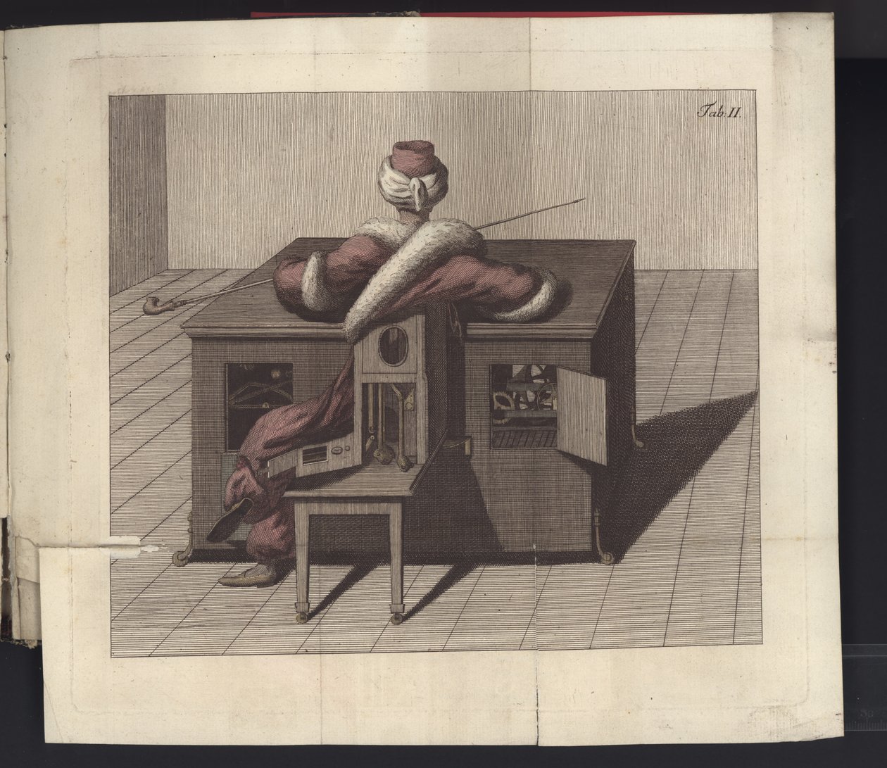 Levy II julkaisusta Herr von Kempelenin shakinpelaajasta ja hänen kopiostaan, Leipzig ja Dresden: Joh. Gottl. Broadhead, 1789 tekijältä German School