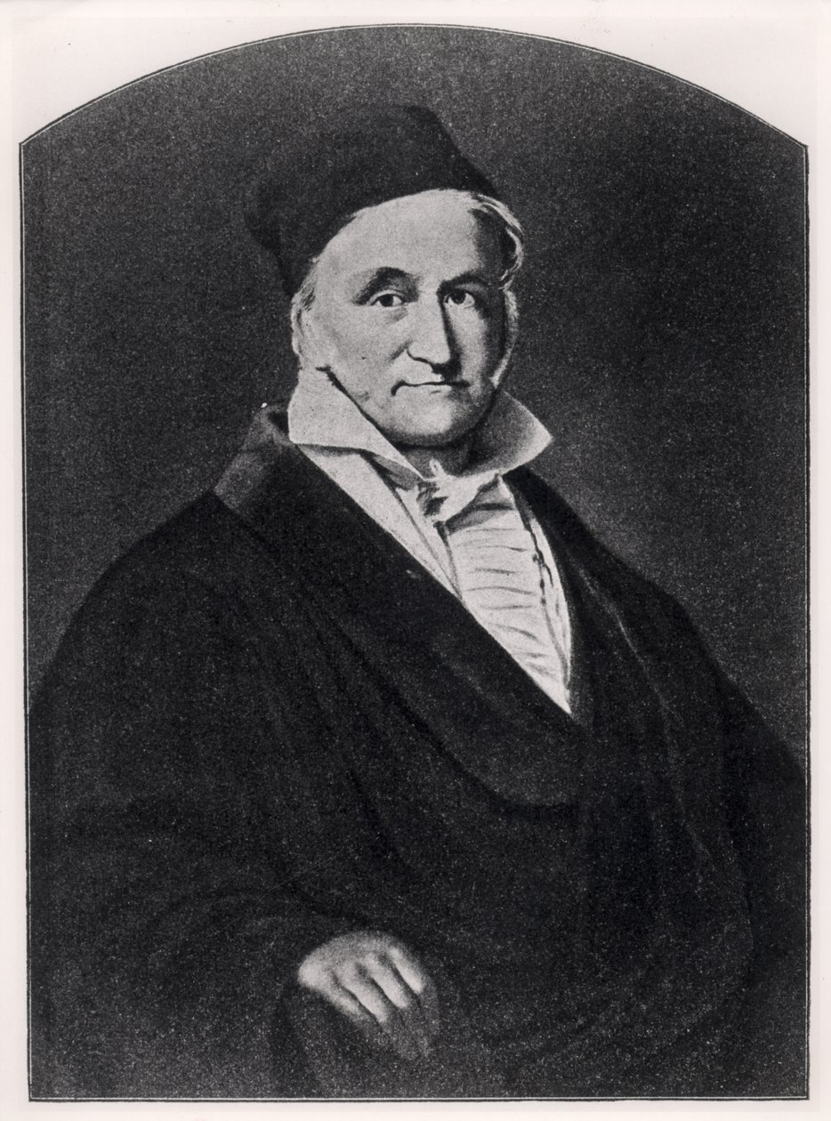 Carl Friedrich Gaussin (1777-1855) muotokuva Handbuch der Vermessungskundesta, jonka Metzler julkaisi Stuttgartissa, 1895 tekijältä German School