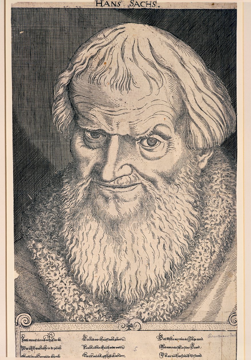 Hans Sachsin muotokuva (kaiverrus) tekijältä German School