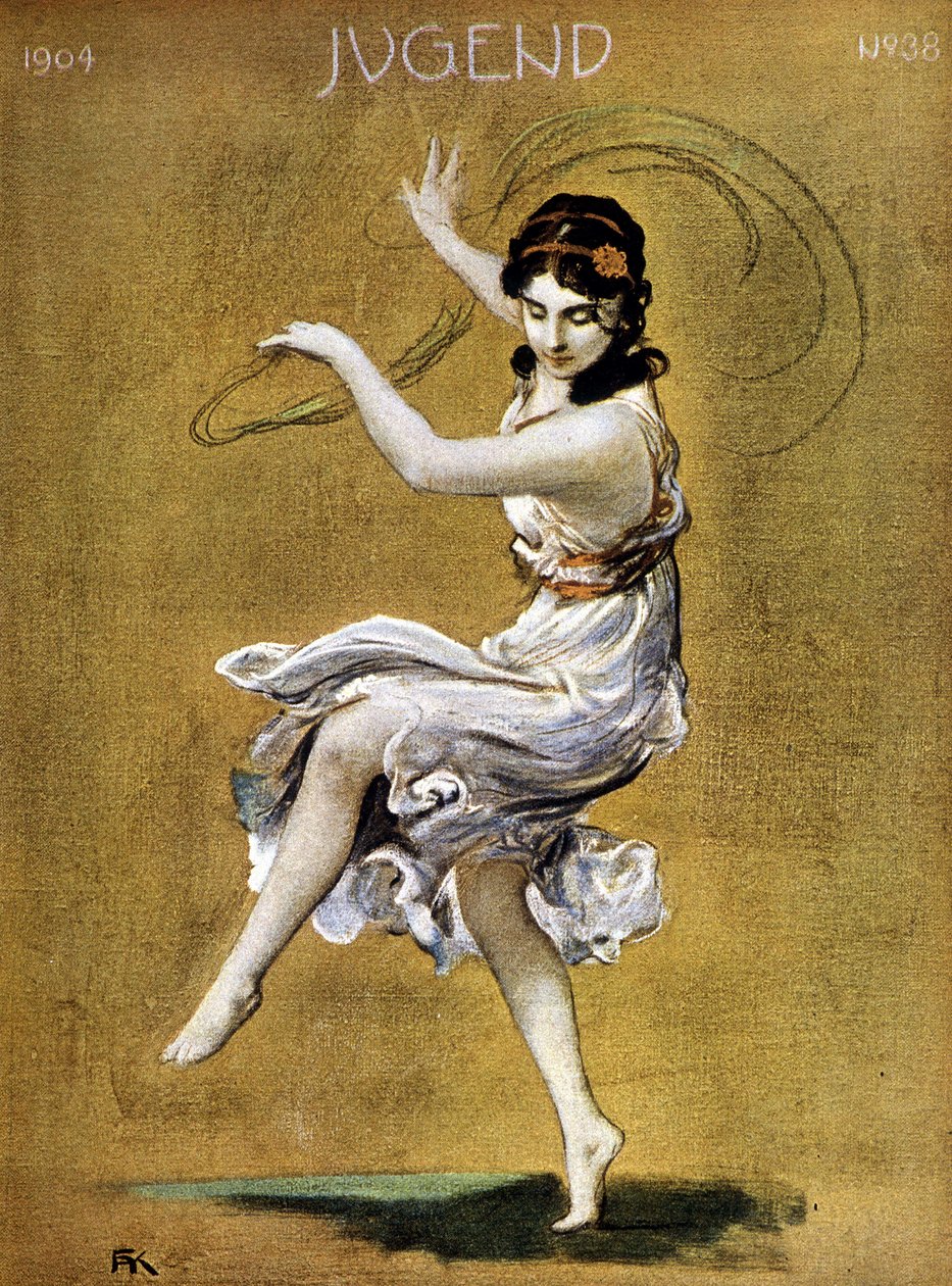 Muotokuva Isadora Duncanista tanssivasta (irlantilaistaustainen amerikkalainen tanssija tekijältä German School