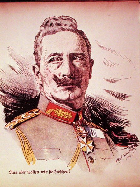 Keisari Wilhelm II:n (1859-1941) muotokuva 1914 (värilitho) tekijältä German School