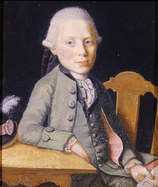 Muotokuva istuvasta nuoresta miehestä, jolla on kirje, n. 1750 (guassi paperille) tekijältä German School