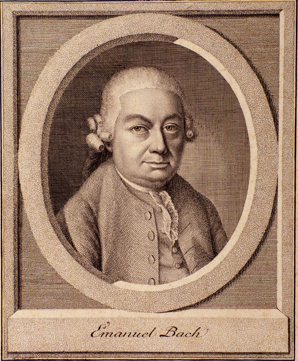 Muotokuva saksalaisesta säveltäjästä Carl Philipp Emanuel Bachin (1714-1788) Johann Sebastian Bachin pojasta tekijältä German School