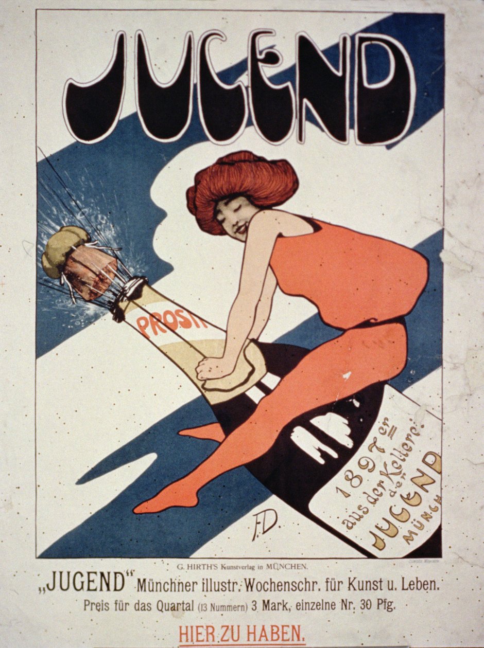 Jugend-juliste, kuvitettu Weekly Magazine for Art and Living, München, 1897 tekijältä German School