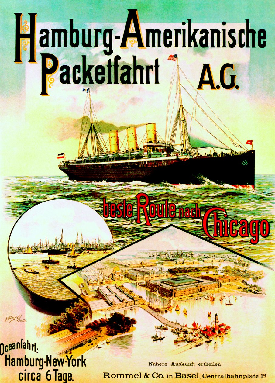 Hamburg American Linea mainostava juliste, 1893 tekijältä German School