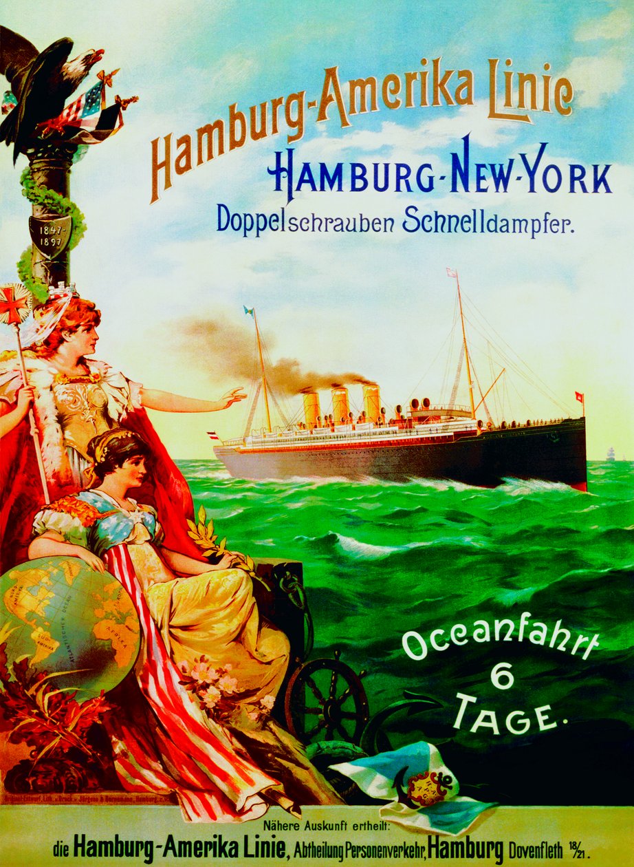 Hamburg American Linea mainostava juliste, 1897 tekijältä German School
