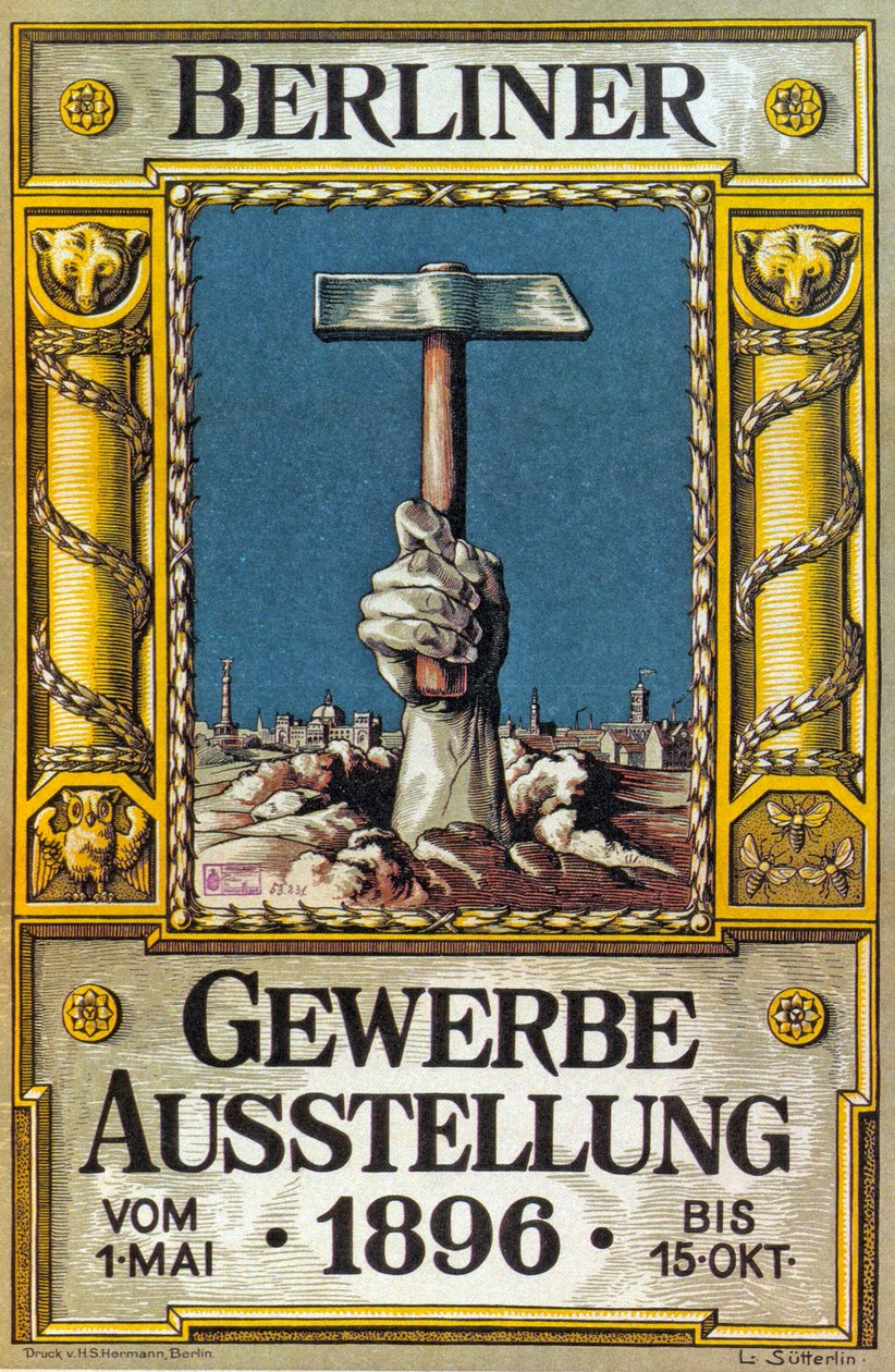Teollisuusnäyttelyn juliste Berliinissä, Saksassa, 1896 tekijältä German School
