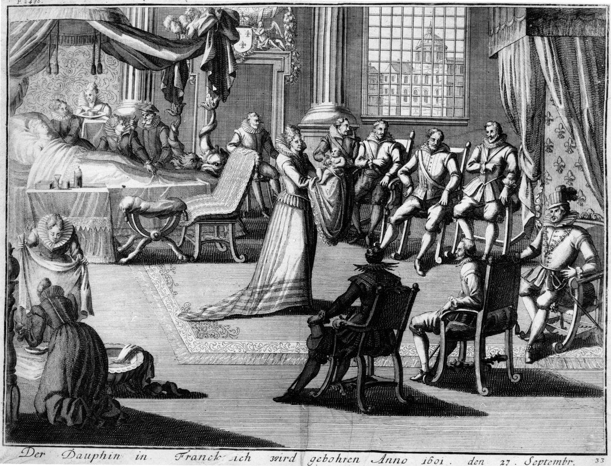 Dauphinin Fontainebleaussa esitys hänen isälleen, kuningas Henri IV:lle, 27. syyskuuta 1601 tekijältä German School