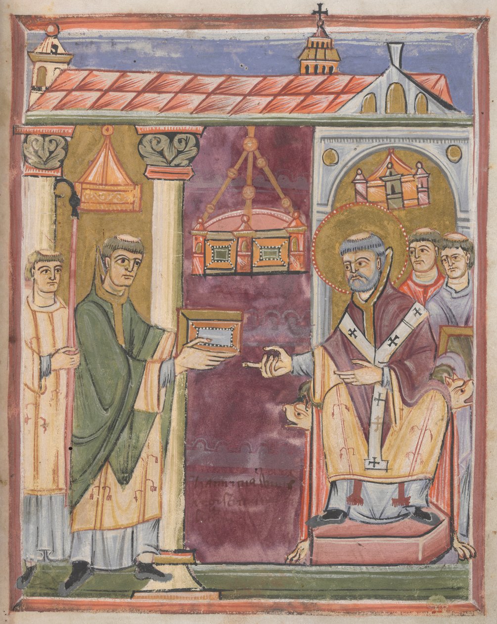 Sacerdote apresentando um livro [a Santo Agostinho?] finlandês tekijältä German School