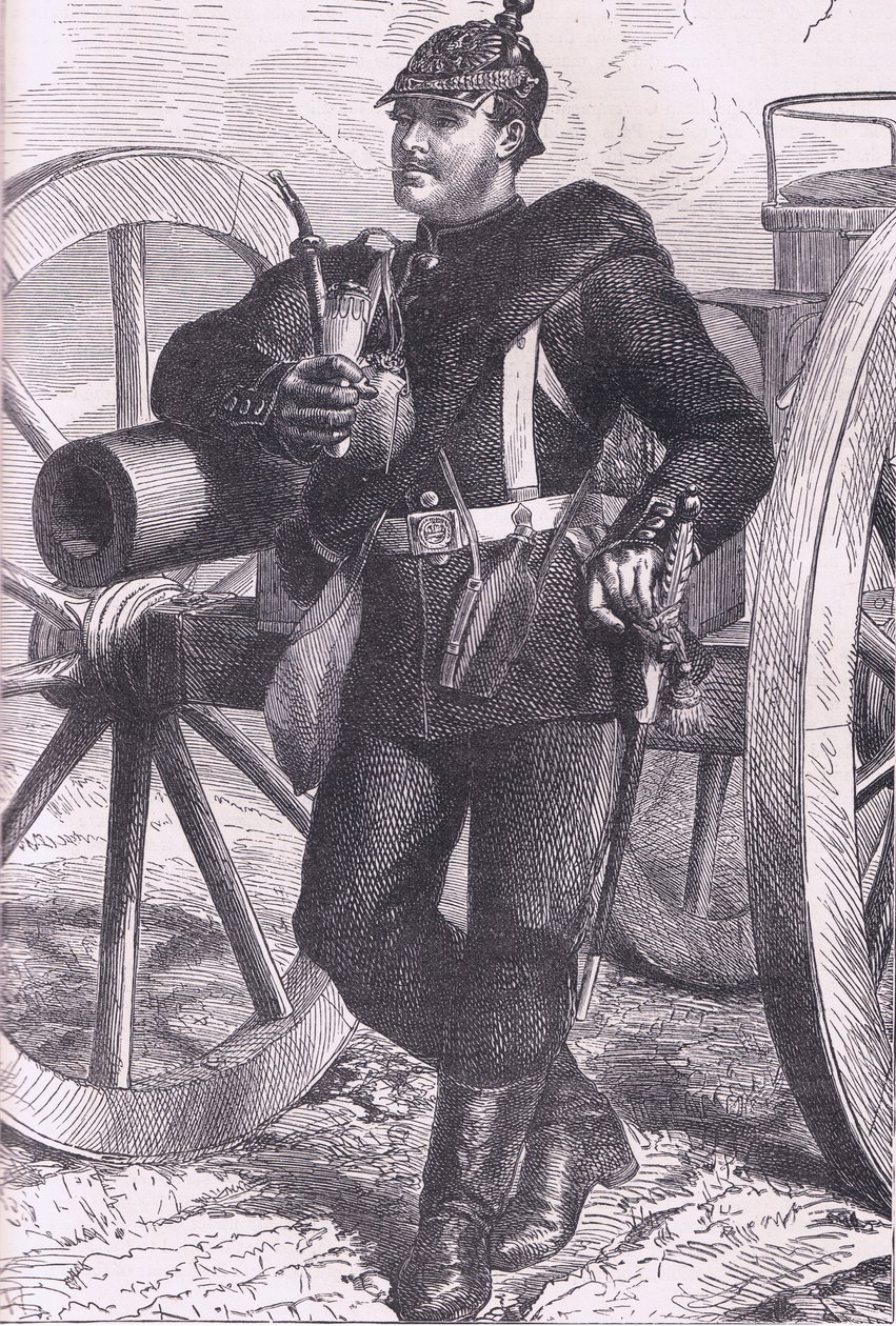 Preussilainen tykistömies, Cassells, Ranskan ja Saksan välisen sodan historia, julkaisija Cassell and Company Limited, n. 1890 (litho) tekijältä German School