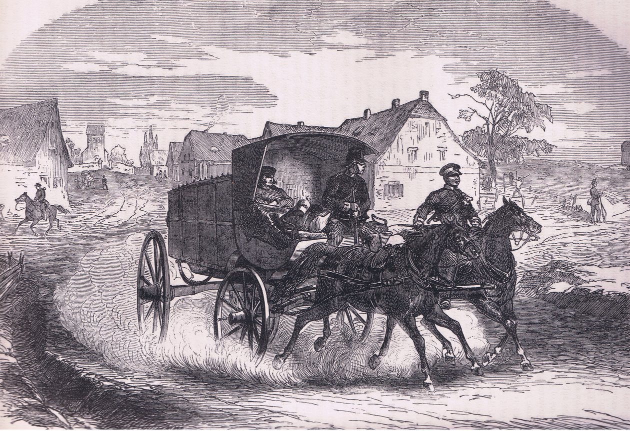 Preussin sotilasposti, Cassells, Ranskan ja Saksan välisen sodan historia, julkaisija Cassell and Company Limited, n. 1890 (litho) tekijältä German School