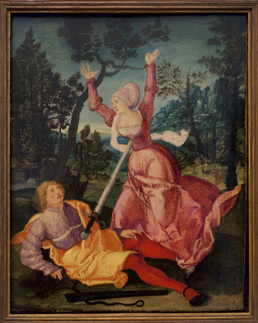 Pyramus ja Thisbe. (Kaksi babylonialaista rakastivat toisiaan perheensä vastustuksesta huolimatta, päättäessään paeta yhdessä, he tapaavat murhaajan juurella. Saapuva Pyramus uskoo, että lioness nielaisi hänen ystävänsä ja puukotti itseään de tekijältä German School