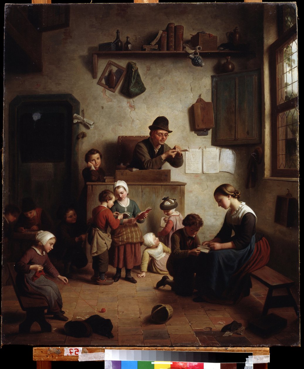 ""luokkakohtaus koulussa"" (koulussa) Saksalainen koulumaalaus 1800-luvun alun alueellinen Deineka-taidegalleria, Kursk Venäjä tekijältä German School