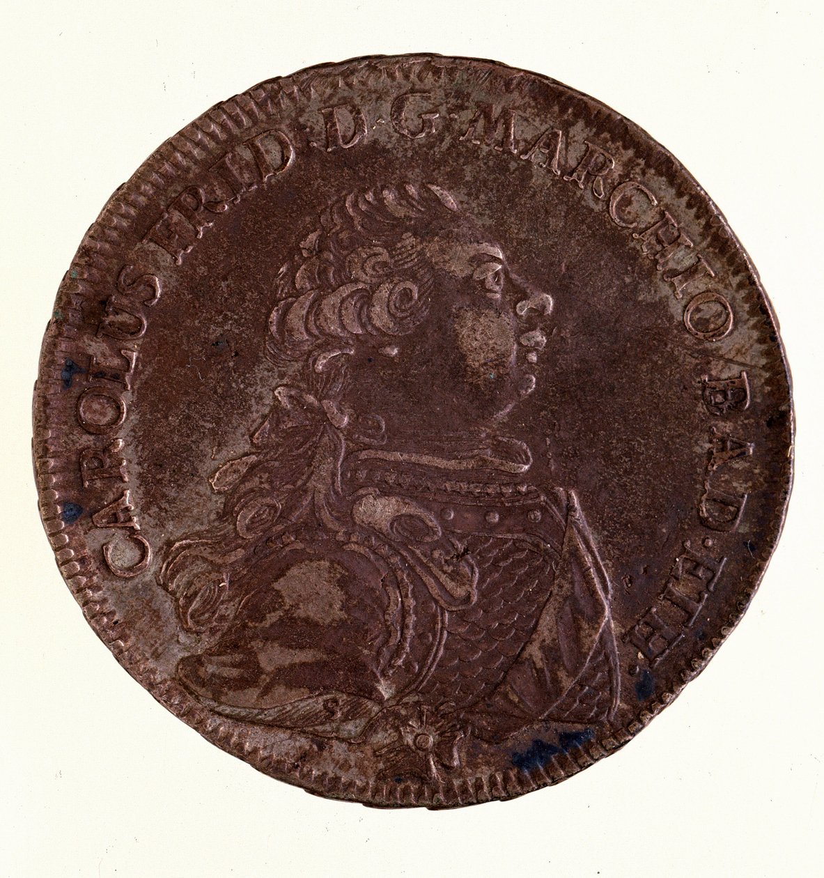 Badenin suurherttua Charles Frederickin hopeataaleri (1728-1811) (Badenin Kaarle I) 1766 Halk. 3,9 cm Napoli, museo archeologico tekijältä German School