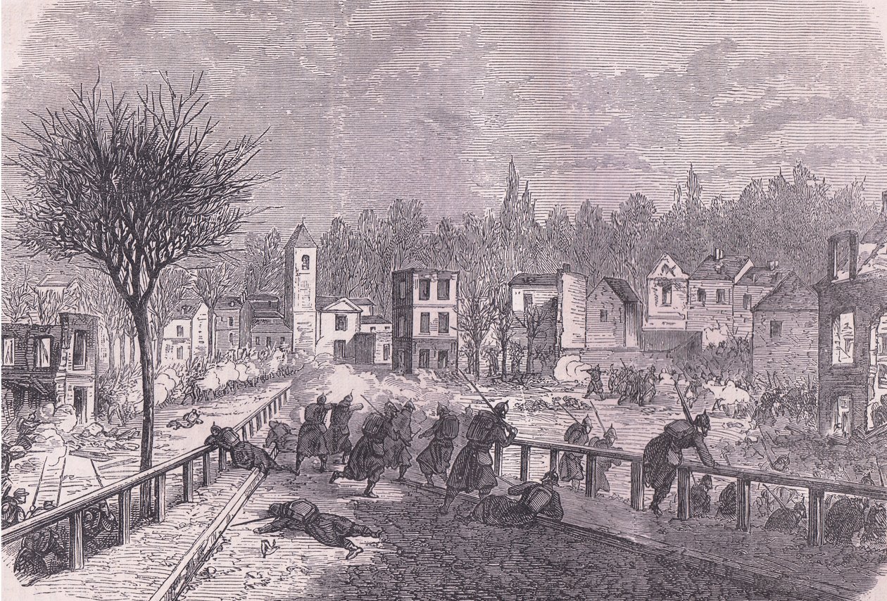 Brie-sur-Marnen kuvaus, 30. marraskuuta, Cassells History of the War of the France ja Saksa julkaisija Cassell and Company Limited, n. 1890 (litho) tekijältä German School