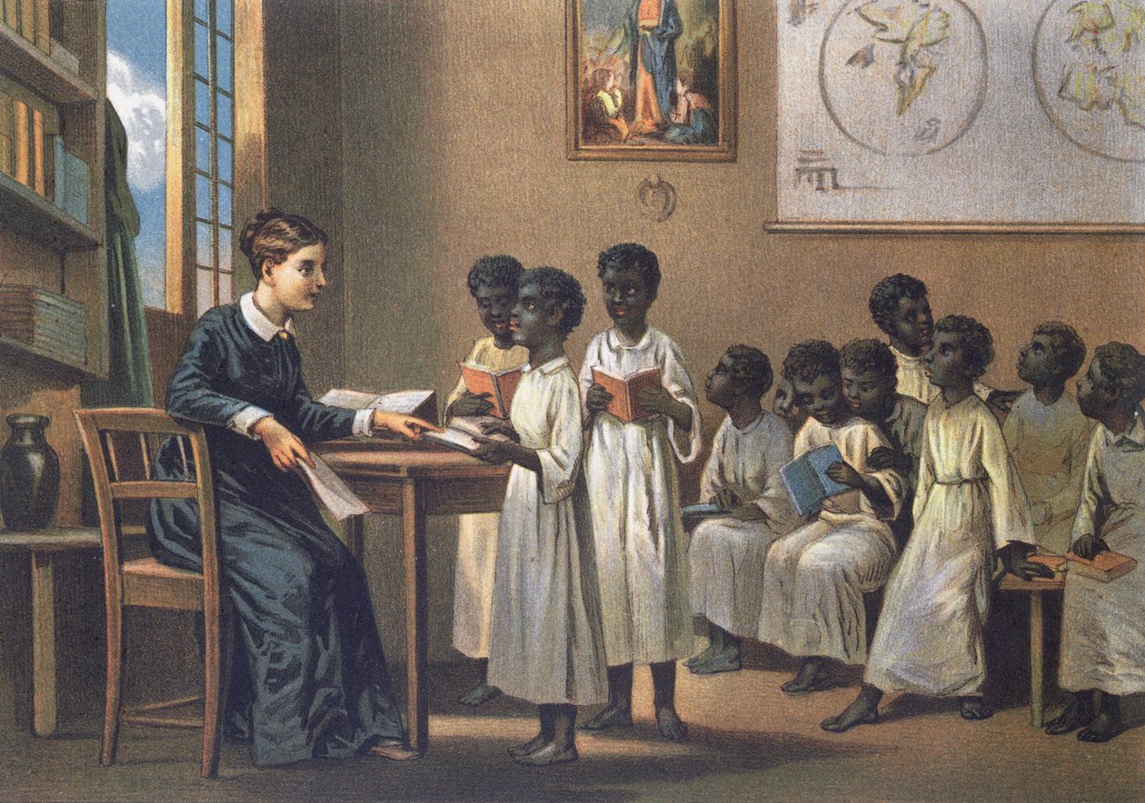 Opettaja oppilaiden kanssa, 1880 tekijältä German School