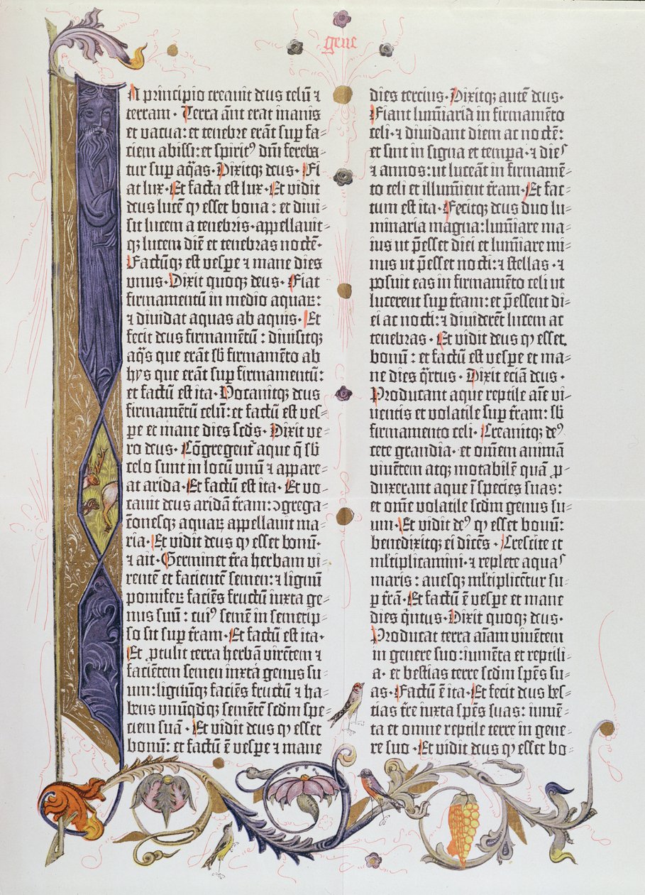 36-rivinen Raamattu, painanut Gutenberg (vellum) tekijältä German School