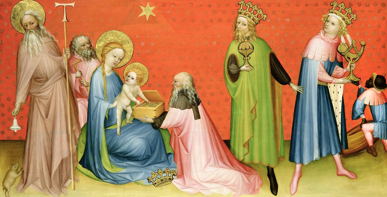 Tiedien palvonta St Anthony Abbotin kanssa, 1400-10 tekijältä German School