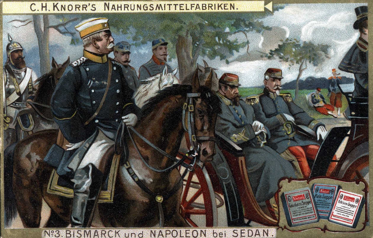 Sedanin taistelu, sota 1870: Kenraali Otto von Bismarck (1815-1898), Preussin kuningas saattoi keisari Napoleon III:n (Louis Napoleon Bonaparte) tekijältä German School