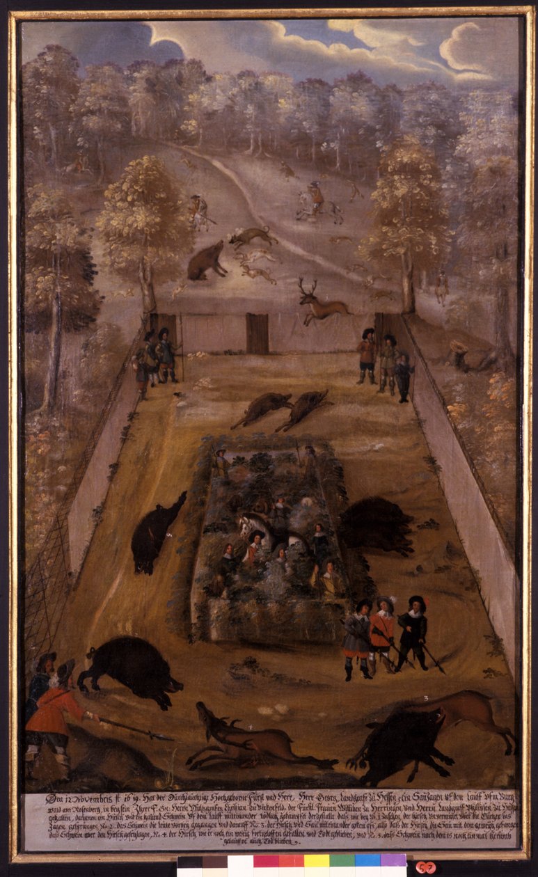 Villisian metsästys, noin 1619 tekijältä German School