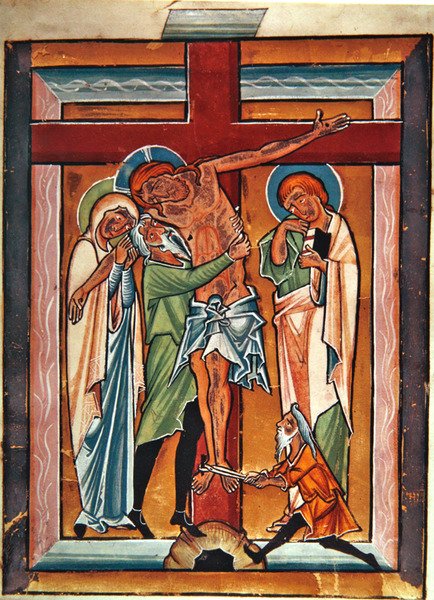 Laskeutuminen ristiltä, n. 1230 (tempera & kultalehti perunakalvolla) tekijältä German School