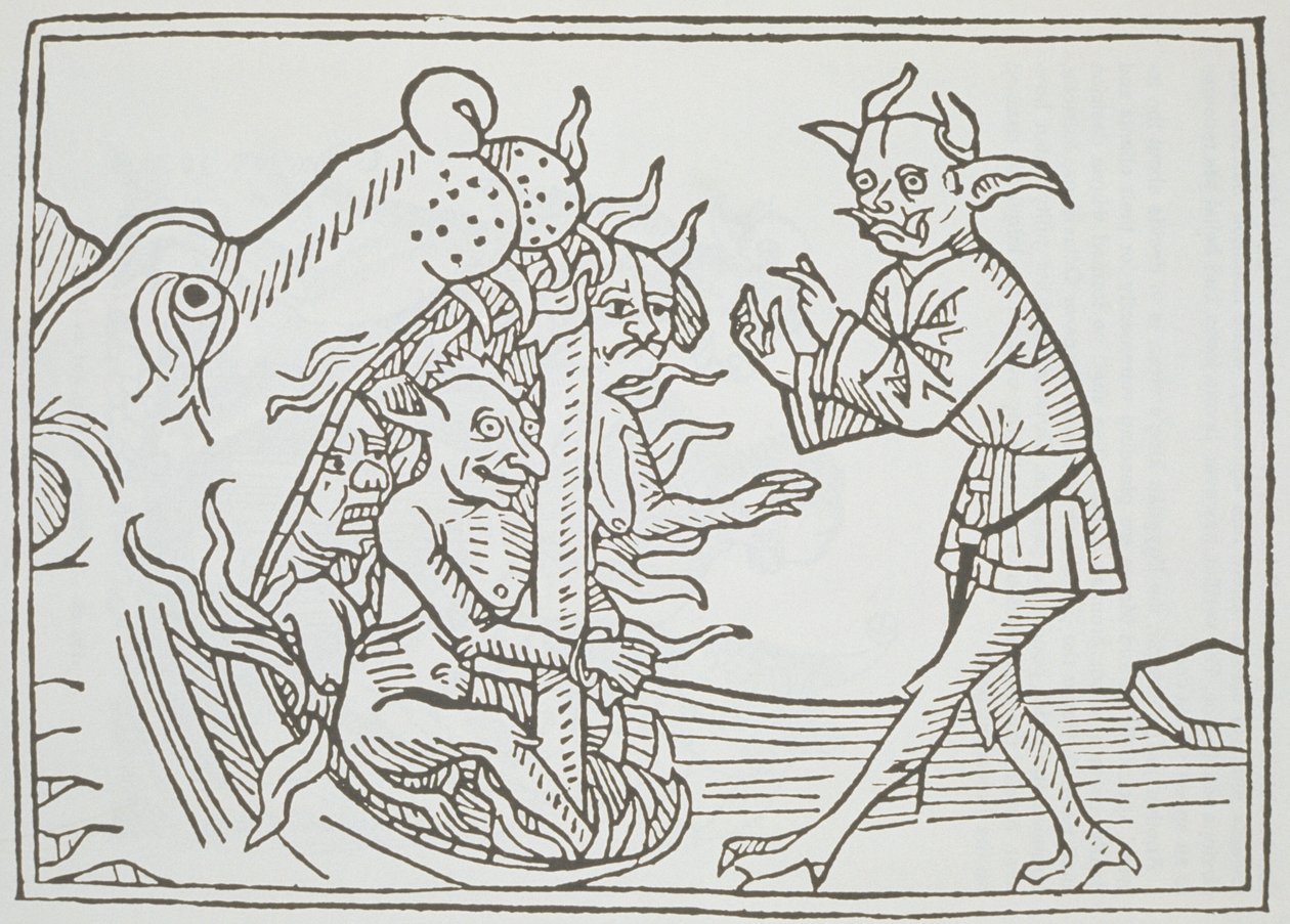 Devil Belial ennen helvetin portteja, Das Buch Belial, julkaistu Augsburgissa, 1473 tekijältä German School