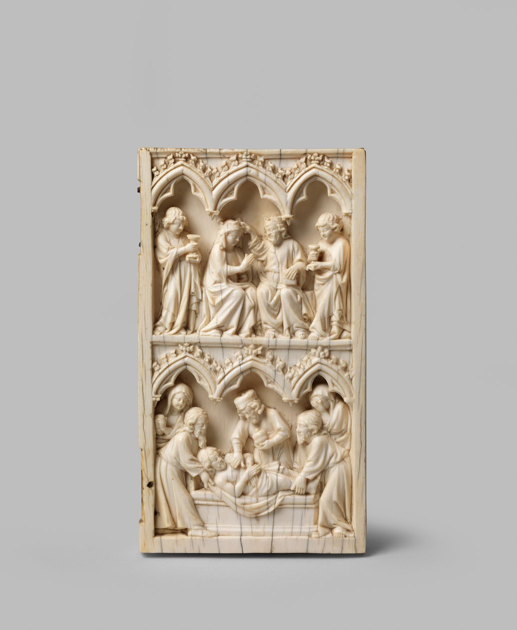 Kristuksen hautaus ja Neitsyen kruunaus, diptyykin oikea siipi, 1300-luku tekijältä German School