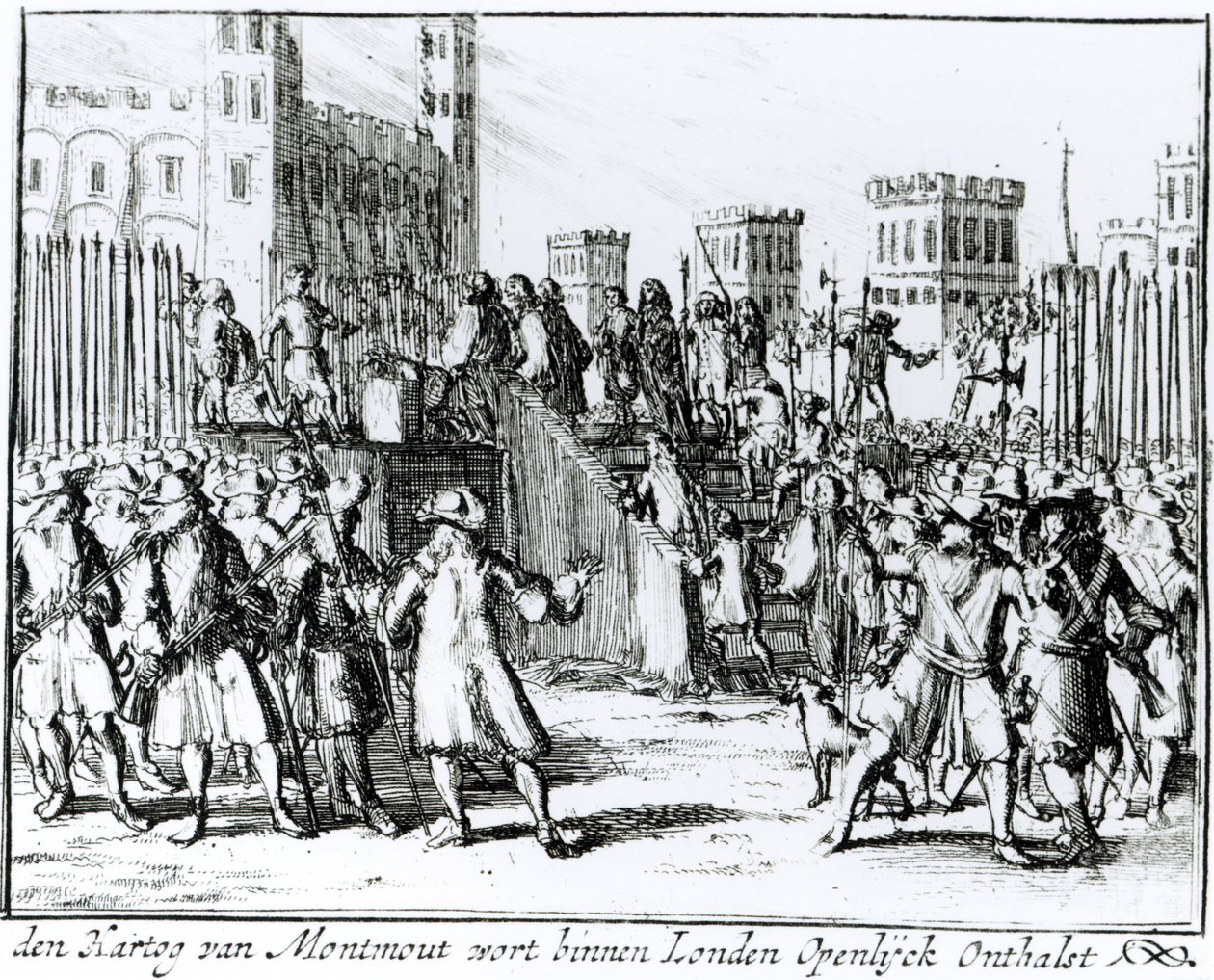 Monmouthin ja Buccleuchin herttuan teloitus (1649-85) (kaiverrus) (kaiverrus) tekijältä German School