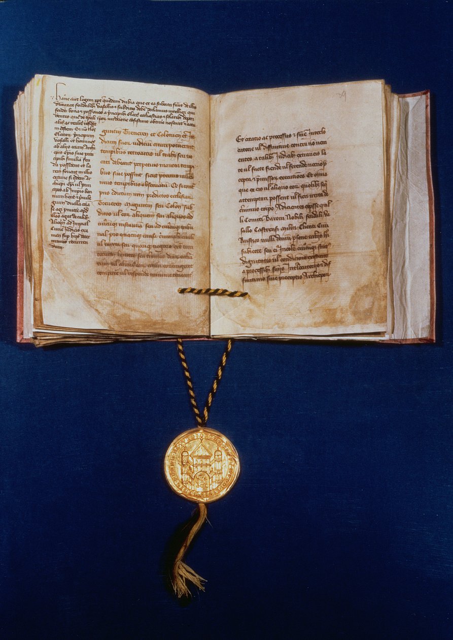 Pyhän Rooman keisarin Kaarle IV:n kultainen bulla, 1400 (vellum ja kulta) tekijältä German School