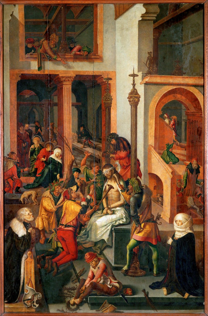 Kristuksen pilkkaaminen (tempera puulle) tekijältä German School