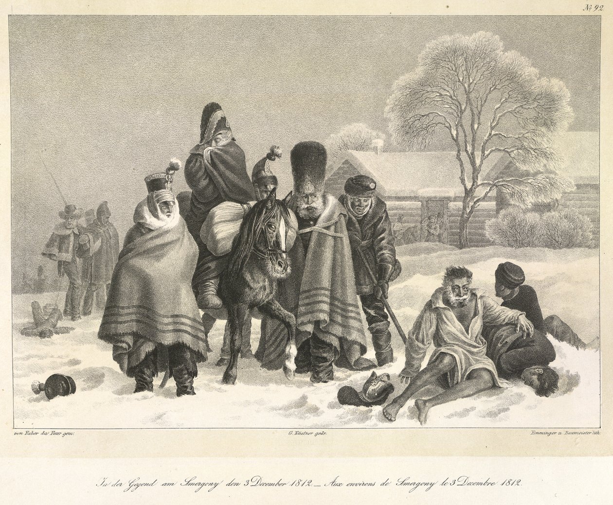 Retreat from Moscow, 3. joulukuuta 1812, kuva julkaisusta "Leaves from my portfolio, in the course" tekijältä German School