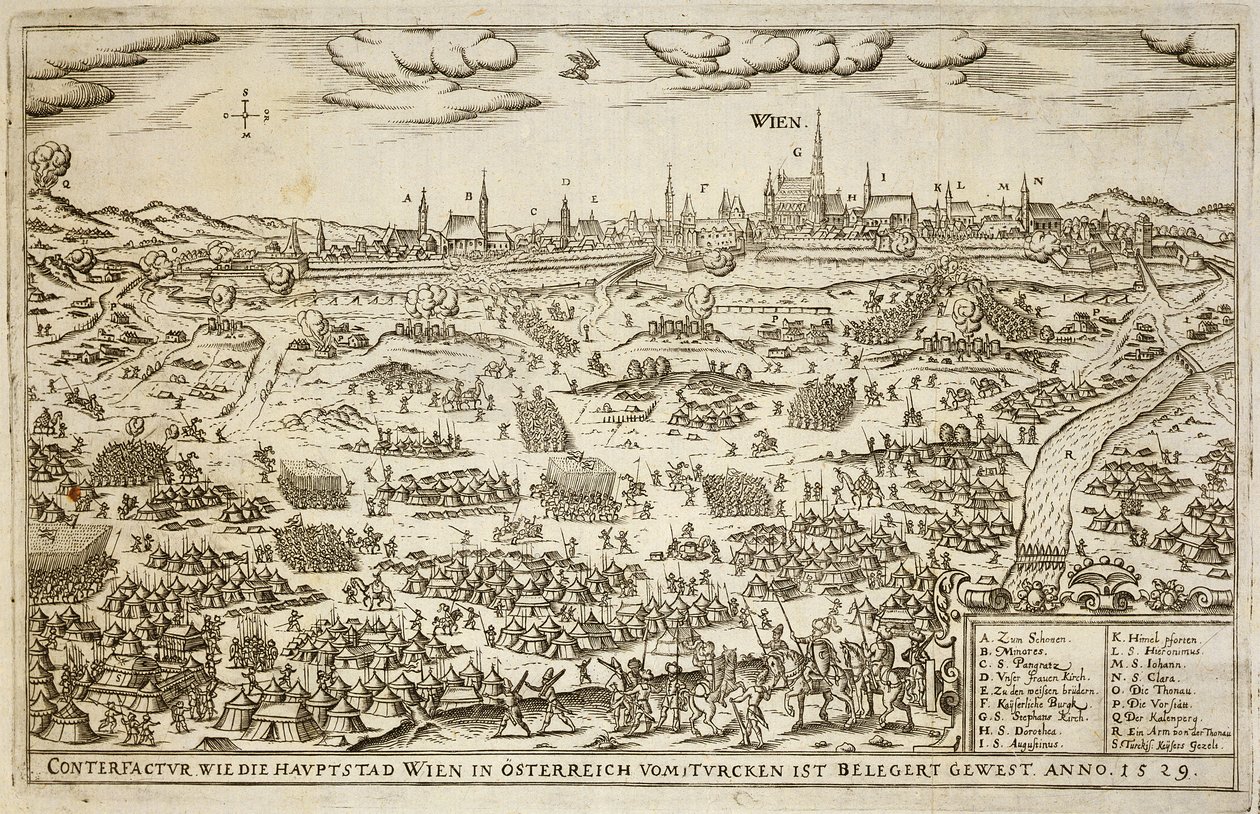 Wienin piiritys vuonna 1529, Paul Furstin (n. 1605–1666) kaiverrettu kuva kirjasta ottomaanien sotatoimista Euroopassa tekijältä German School