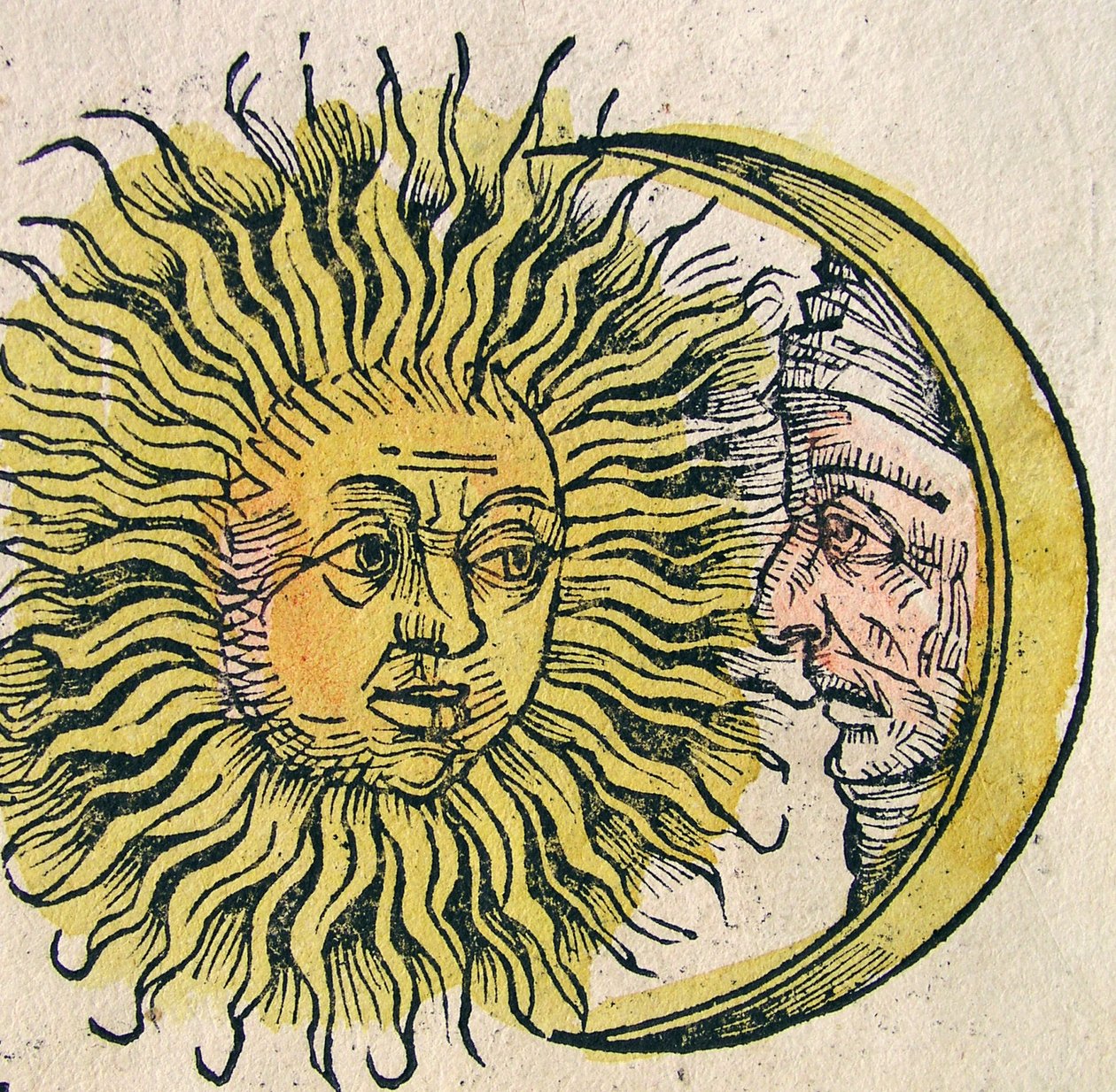 The Sun and Moon, julkaistu Nürnberg Chroniclessa, 1493 tekijältä German School