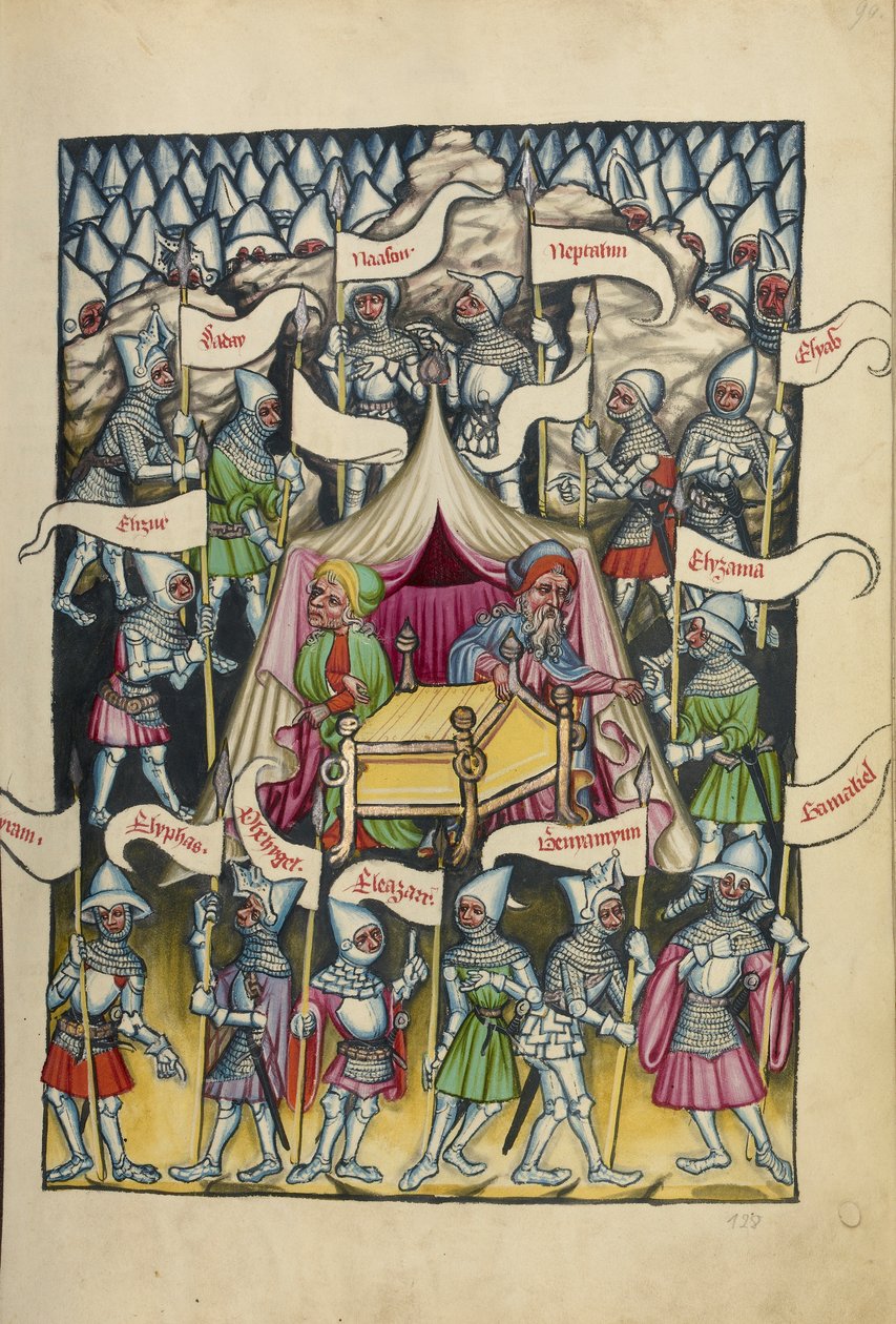 Israelin kaksitoista heimoa Weltchronik Ms 33 fol.94, n. 1400-1410 (tempera, kulta- ja hopeamaali, muste pergamentille) tekijältä German School