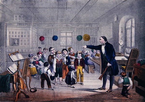 The Village Schoolmaster, n. 1850 (värilitho) tekijältä German School