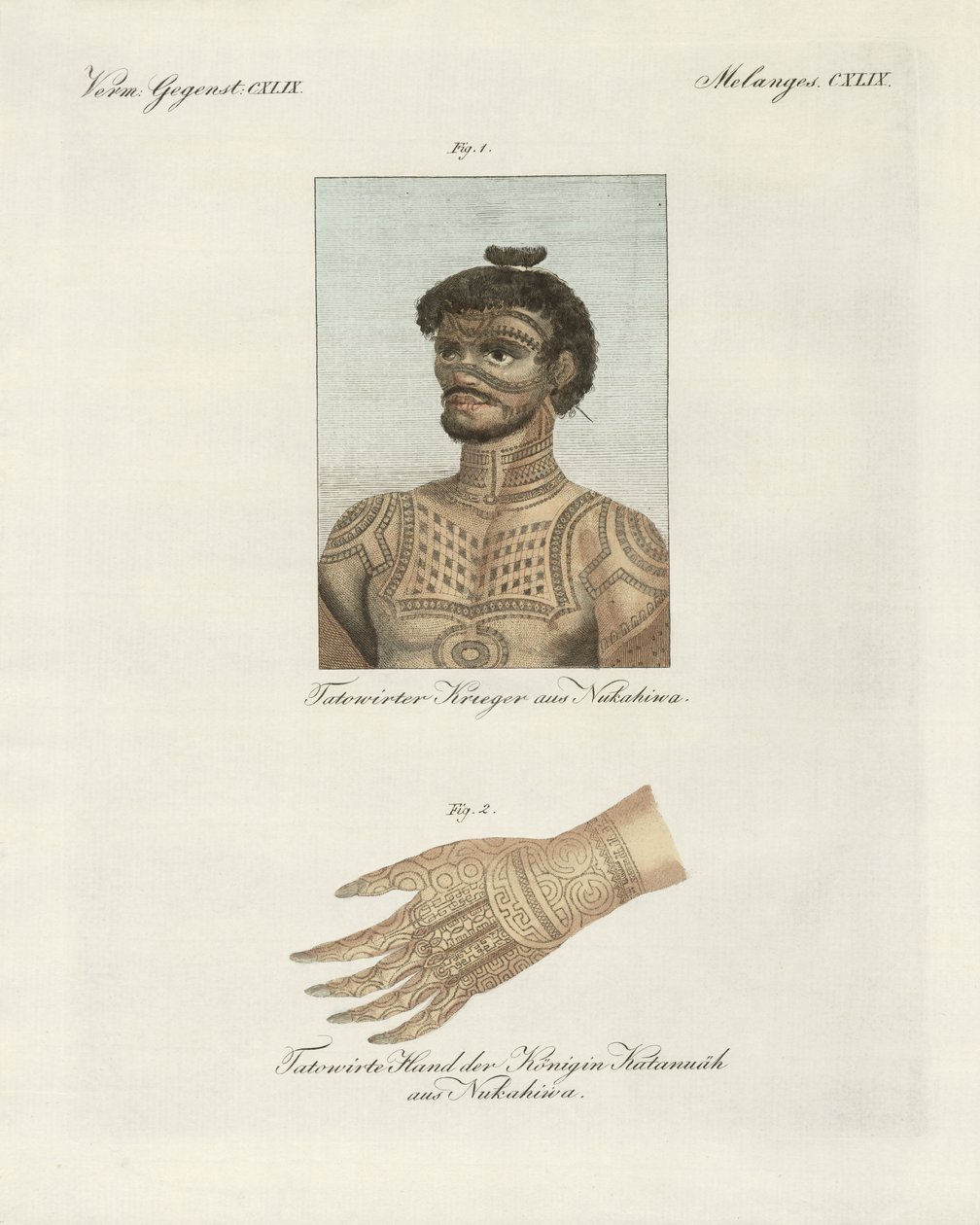 Tatuoinnin taidetta Nukahiwan saarella (värillinen kaiverrus) tekijältä German School