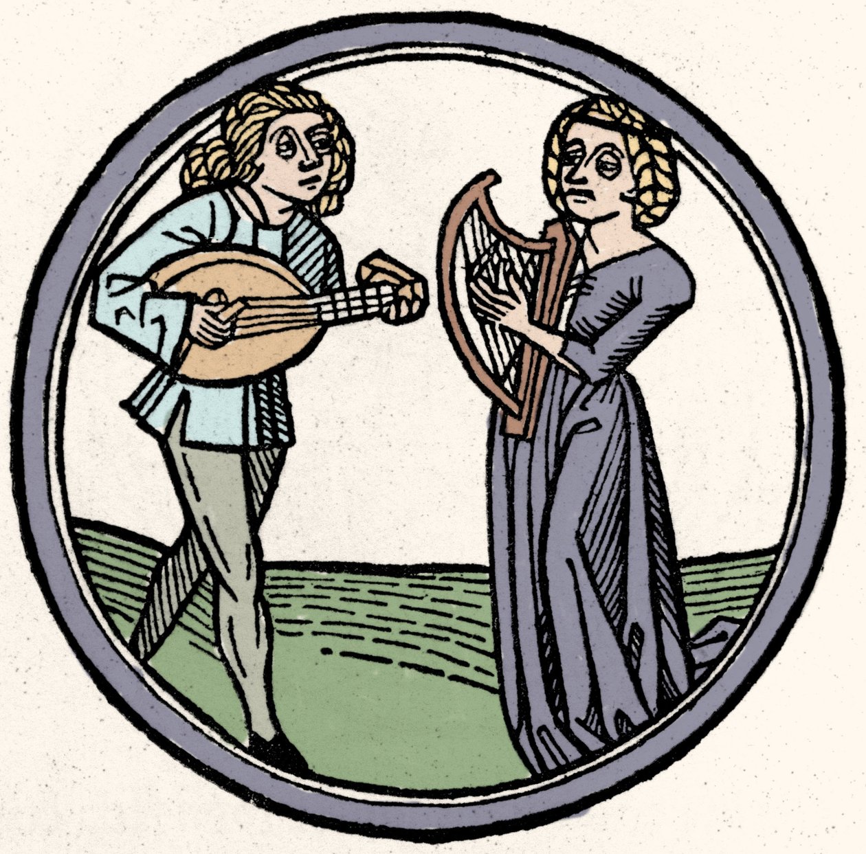 Neljä temperamenttia: flegmaattinen (hidas ja apaattinen). Ksylografia, Augsburg 1480 tekijältä German School